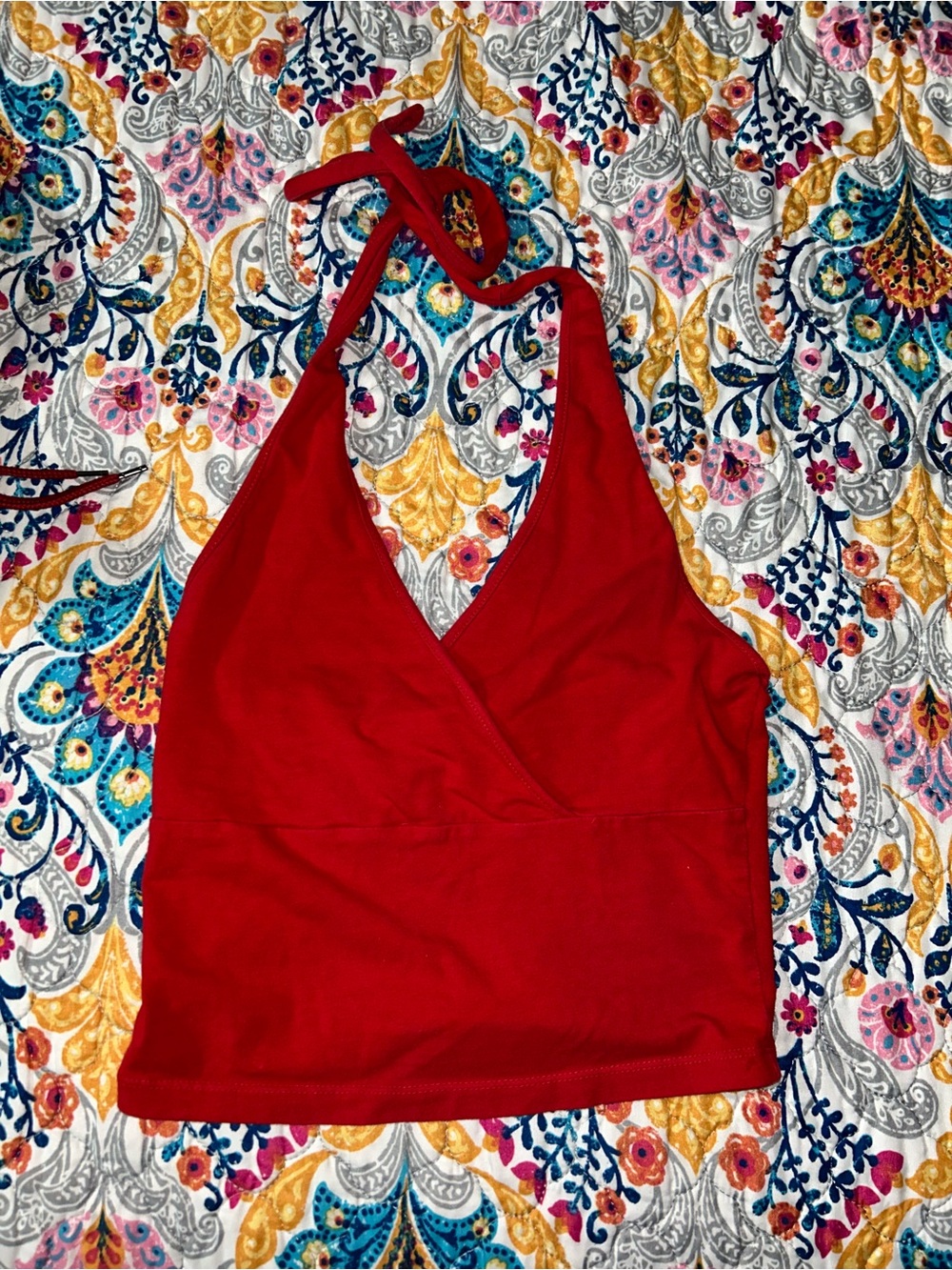 Ambiance Red Halter Wrap Tank Top
